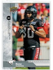 2018 Upper Deck CFL Blank Back Parallel Rene Paredes Calgary Stampeders RARE /5?