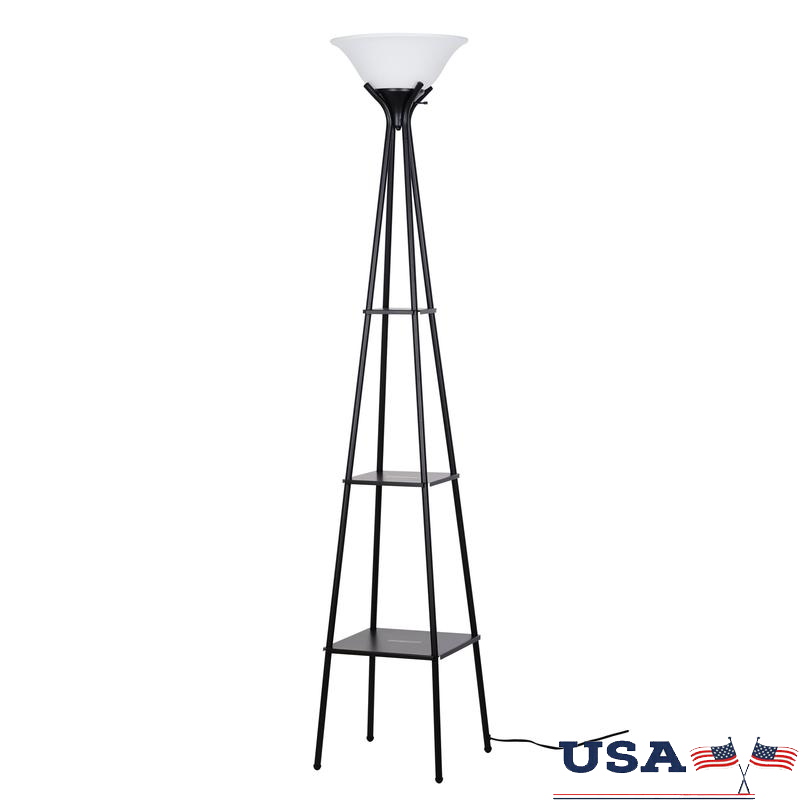 Eco-Friendly Metal Etagere Floor Lamp Energy Efficient US Home Lighting