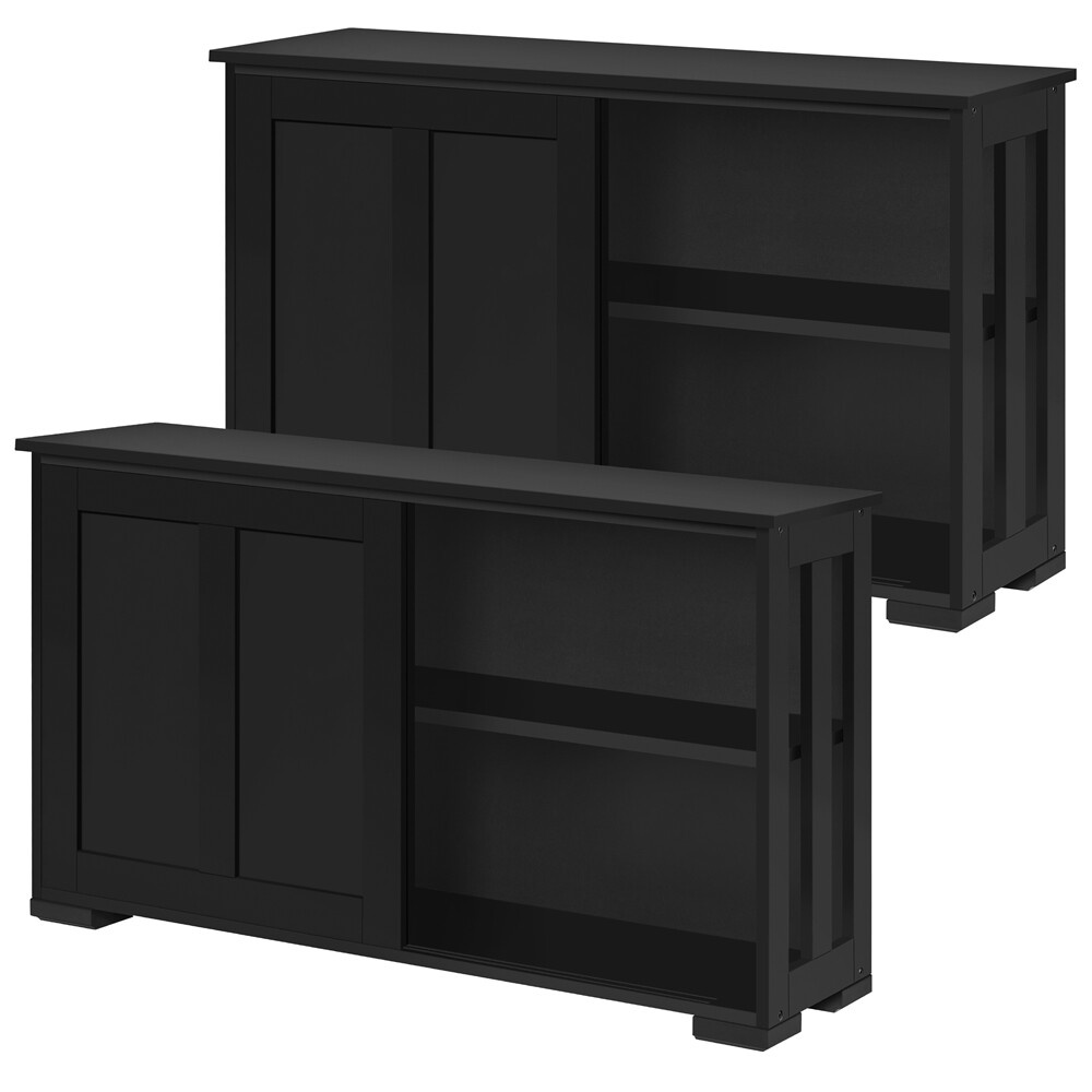 Yaheetech Sideboard Mit Schiebetüren – Beistellschrank 106,7 X 33 X 63 Cm In Cremeweiß, Verstellbarer Einlegeboden