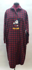 New Vtg Disney Store Plaid Flannel Embroidered Mickey Mouse Sleepshirt Large
