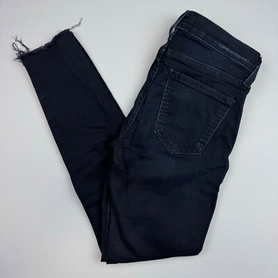 Current Elliot Stiletto Jeans Womens 25 Dark Wash Cut Off Hem Stretch Skinny
