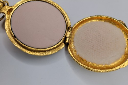 Max Factor Vintage goldfarbene Taschenuhr Stil florales Design kompakt verspiegelt - Bild 7 von 12