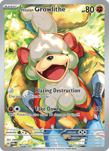 Pokémon TCG Hisuian Growlithe 181/167 Illustration Rare Twilight