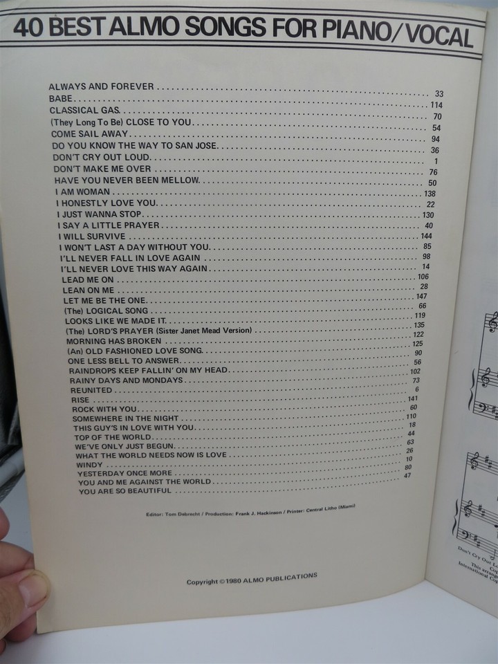 40 Best Almo Songs ♫ Piano / Vocal Songbook Sheet Music ♫ Almo