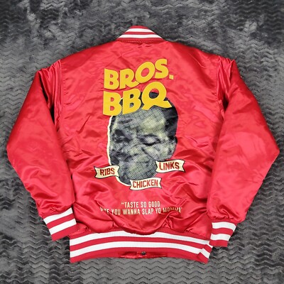 Bros BBQ Jacket Mens Extra Small Red Headgear Classics Satin Bomber Pops Friday