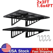 2PCS Garage Storage Shelving Wall Mounted Heavy Duty Floating Shelves Rack Steel