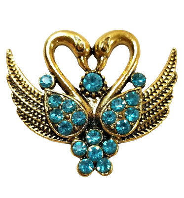 SWAN BLUE RHINESTONE 18mm/20mm GINGER SNAP BUTTON FOR INTERCHANGEABLE JEWELRY