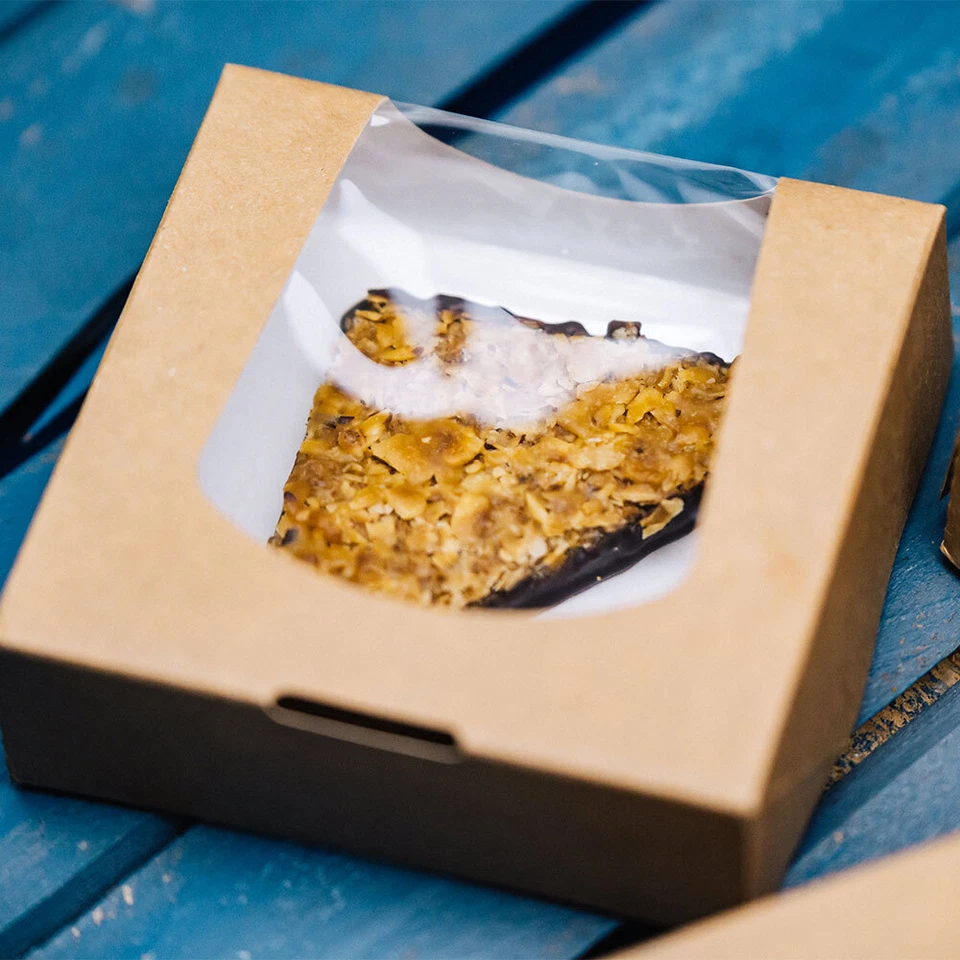 BIOZOYG 250x Patisserie-Schachteln Geschenkarton mit Fenster kompostierbar braun - Bild 4 von 4