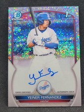 2023 Bowman Chrome 1st Yeiner Fernandez Speckle Chrome Auto /299 Dodgers b[Y