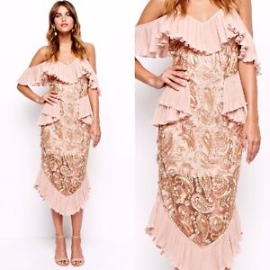 floral rose gold dress