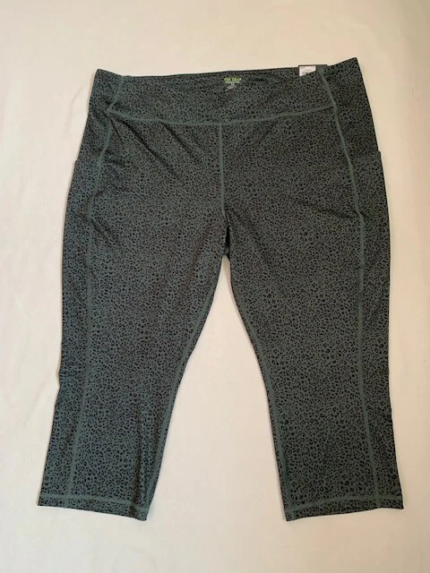 NWT Tek Gear Women's Plus Olive Cheetah Pocket High-Waisted Capri Leggings  3X