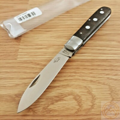OTTER-Messer 3-Rivet Folding Knife 3.5'' Stainless Steel Blade Smoked Oak Handle