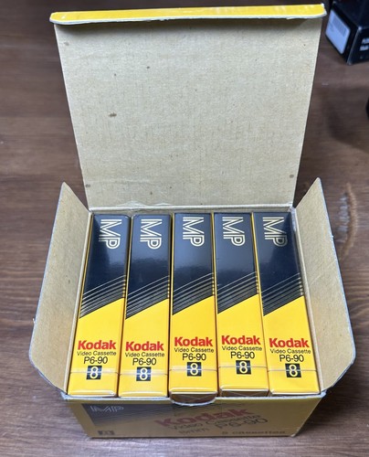 Vintage Kodak P6 90 8mm Video Cassette Tape New Sealed Pack of 5 Box Lot - Picture 2 of 7