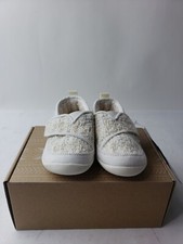 Toms Girls White Metallic Boucle Slip On Size 7