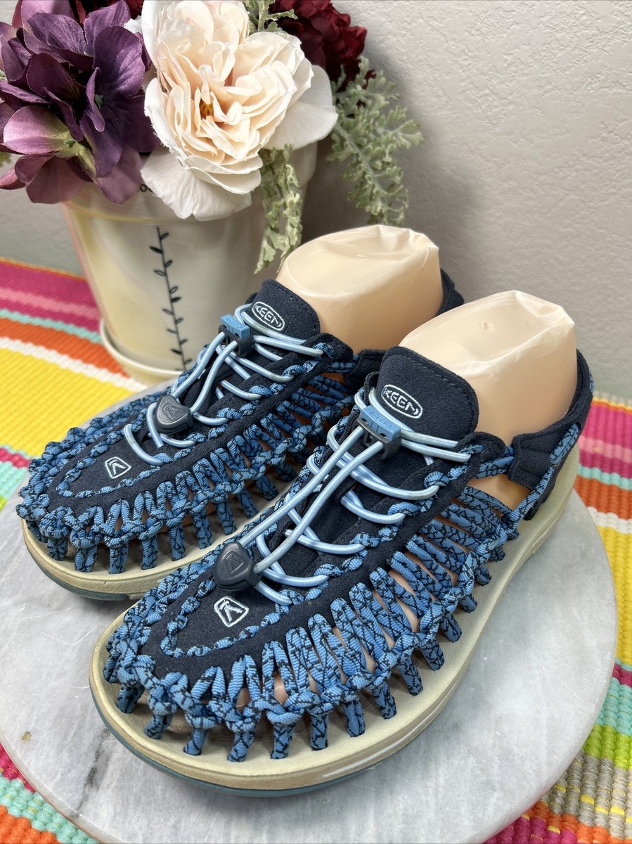 KEEN Uneek Bungee Braided Cord Knitted Hike Blue Sandals Women's