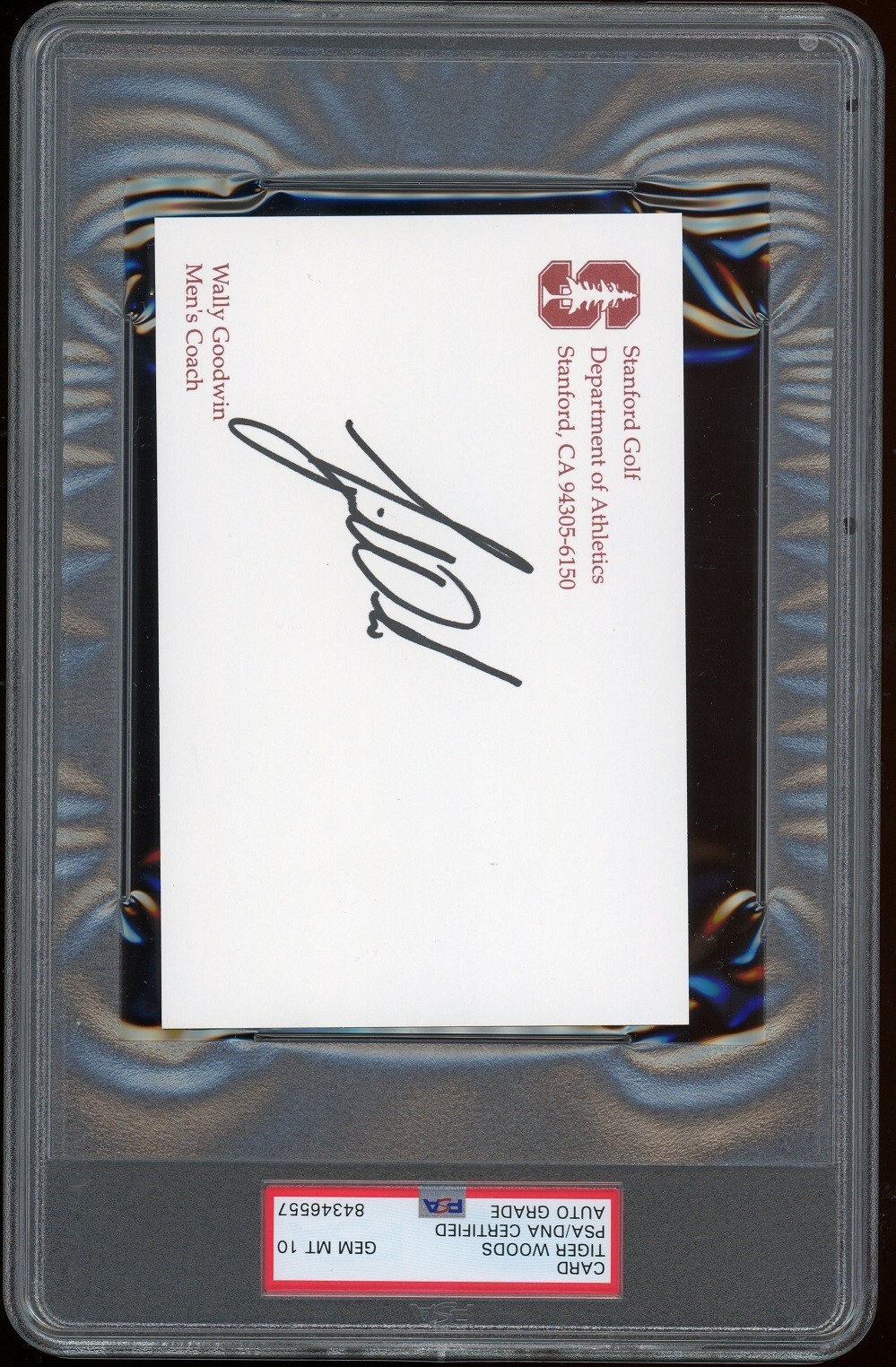 Tiger Woods Stanford Early Amateur Autograph Index Card Masters Golf PSA/DNA 10