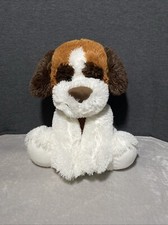 Dog Plush St. Bernard Puppy Sitting 14" Brown White Shaggy Floppy Toy Pet Lovey