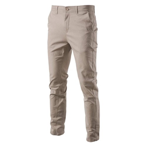 Casual Men's Cotton Trousers – Slim Fit, Solid Color-Business Pants for Spring