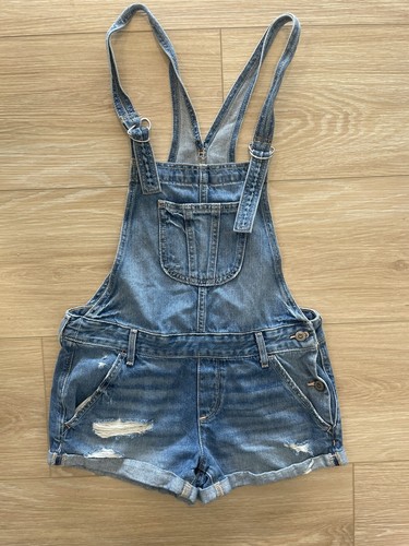 HOLLISTER Shortalls Womenâs Small Jean Light Wash Distressed Overalls 2â Shorts | eBay