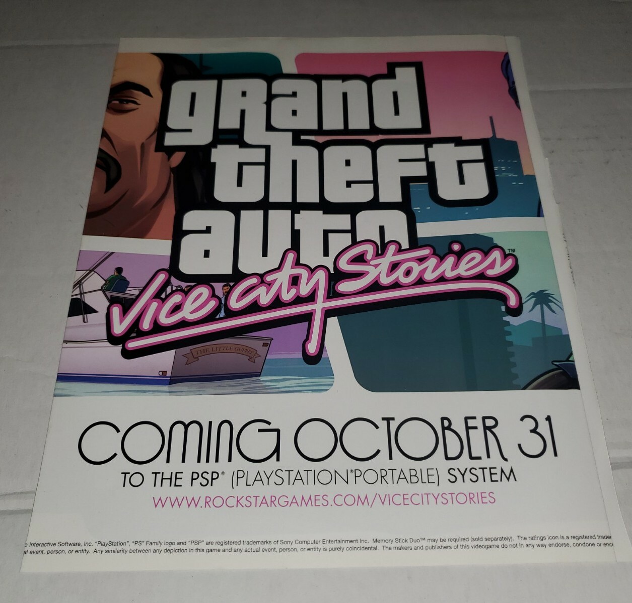 Grand Theft Auto Vice City Stories Psp Ps2 Ps4 Game Ad Promo Poster Rare Mint Ebay
