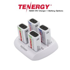 Tenergy TN136 4 Bay 9V NiMH Battery Charger with Battery Options LOT