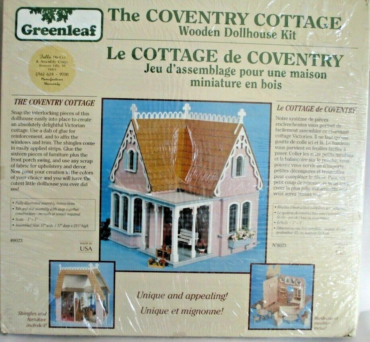 GREENLEAF The COVENTRY COTTAGE Wooden Dollhouse Kit Furniture NEW