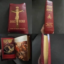 Vintage 1955 Embossed Holy Trinity Edition Bible 