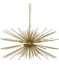 Mid Century Design Premium Sea Urchin Light Fixture 6 Light Brass Artistic Lamp