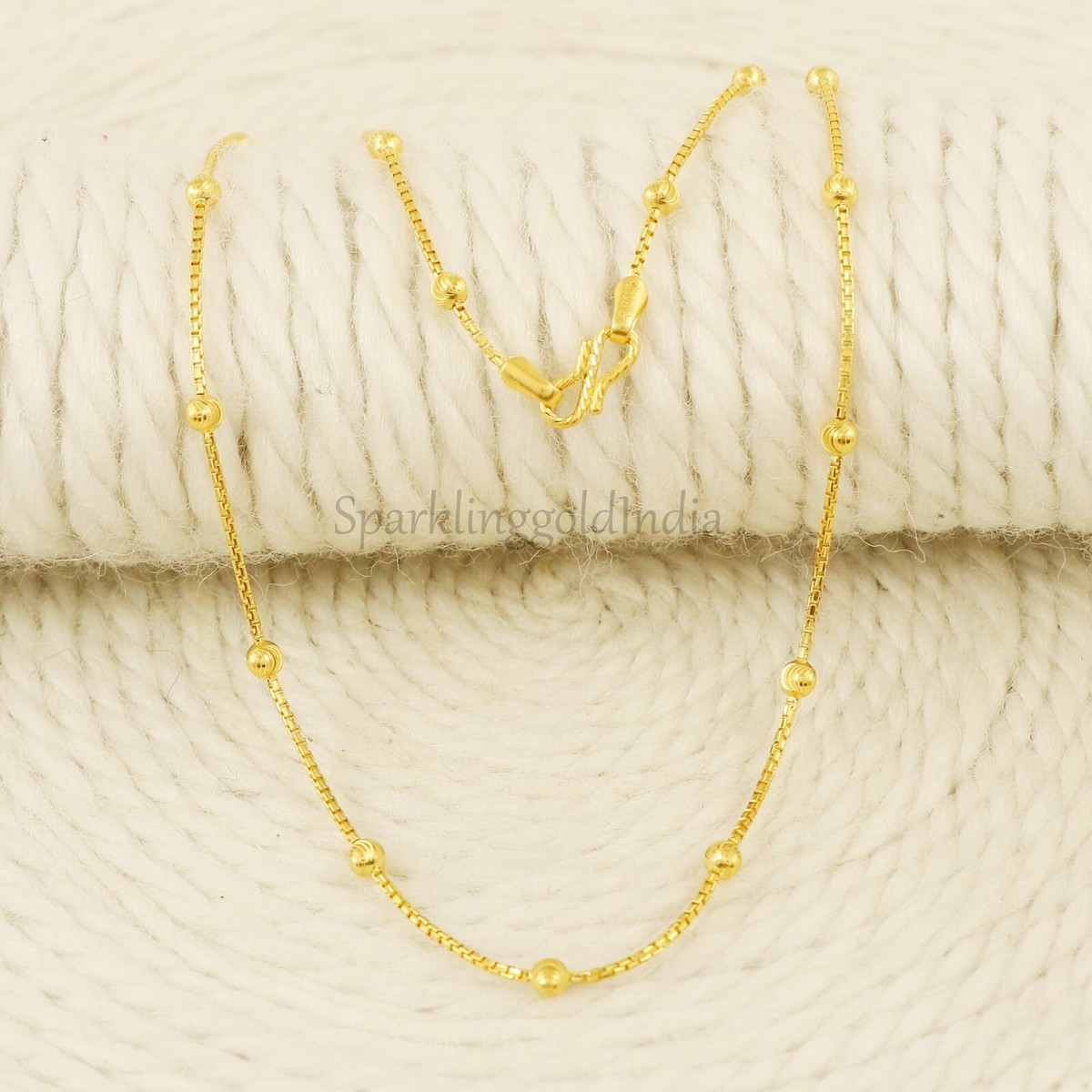 チェーン 22K Box Chain, 22k fine Gold chain, 22k916 Hallmark gold Handmade