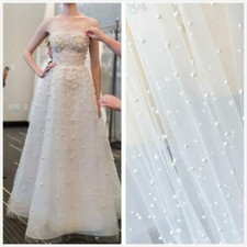 Lace Fabric Bead Pearl Tulle Lace Fabric Tulle Embroidery Wedding Dress By Yard