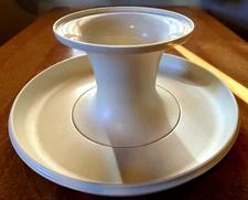 Vintage Tupperware Pedestal Chip And Dip Serving Tray~Beige Color~CLEAN~176