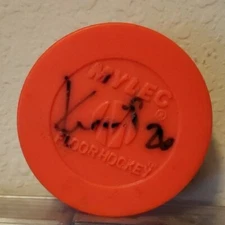 KENT MANDERVILLE Autographed Mylec Floor Hockey Puck