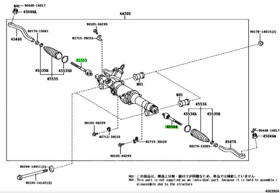 JUEGO R&L DE BARRA DE DIRECCIÓN SUBCONJUNTO DE SUBCONJUNTO DE EXTREMO OEM Lexus IS300H/IS300 IS250 IS200T ASE30 Foto 2 de 2