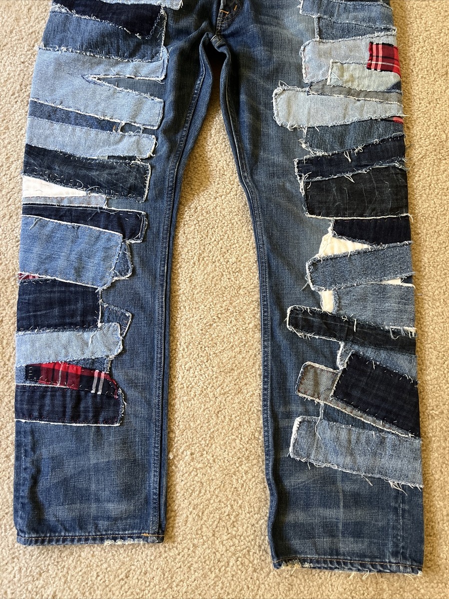 RRL/Vintage Damaged Denim【Low Straight】 Ralph Lauren Denim Supply Patchwork Distress Repaired Jeans