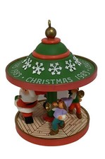 Vintage Hallmark 1983 Christmas Carousel 6 Ornament Santa Claus and Elves 3"