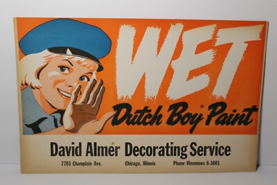 1950s Old Vintage Dutch Boy Paint Advertising Sign Chicago