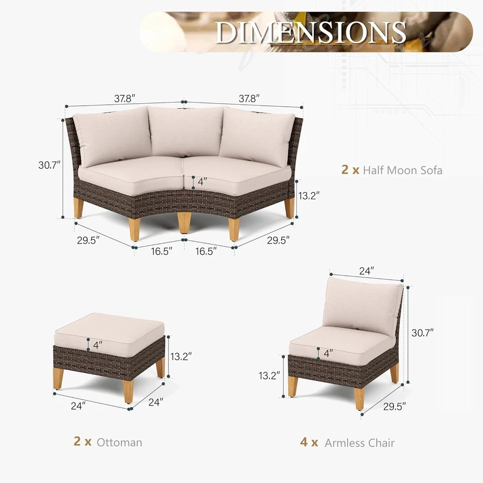 Polyrattan Gartenmöbel Sitzgruppe Gartenset Lounge Garnitur Set 10 Sitze - Bild 2 von 4