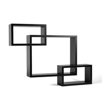 Interlocking Floating Wall Mount Shelves Espresso Set Of 3 Organizer