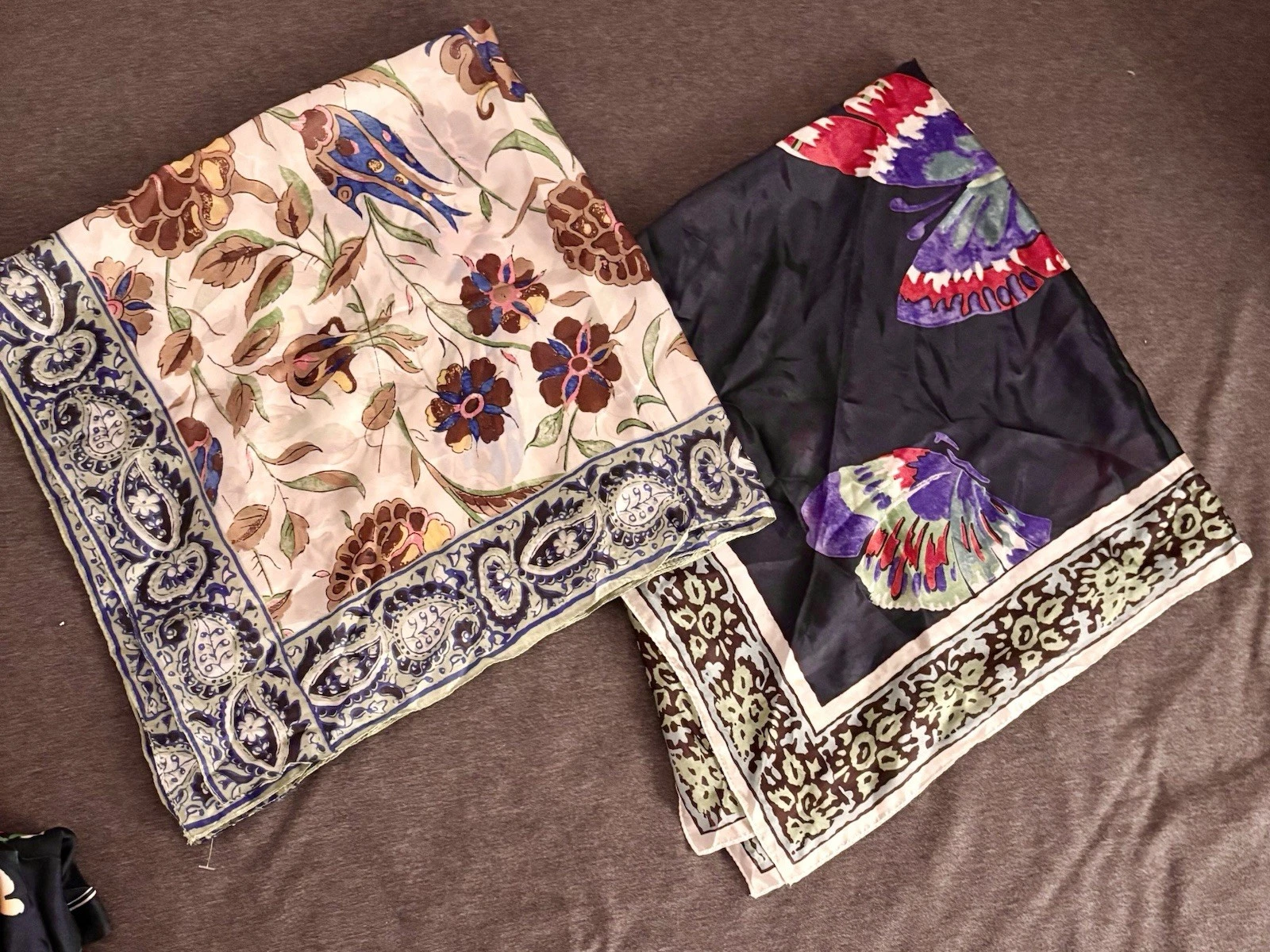 2 New Abercrombie & Fitch Silk Scarf 30”x30” Square Headscarf Necktie 100% Silk