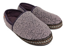 Acorn Woven Trim Moccasin Slippers Womens Size 6.5-7.5 Purple Faux Fur Slip On