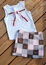 Vintage Gymboree Tulip Garden Patchwork Skirt Bow Tank Top 6 7