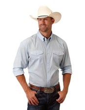 Roper Western Shirt Mens L/S Solid Button Blue 03-001-0365-0026 BU