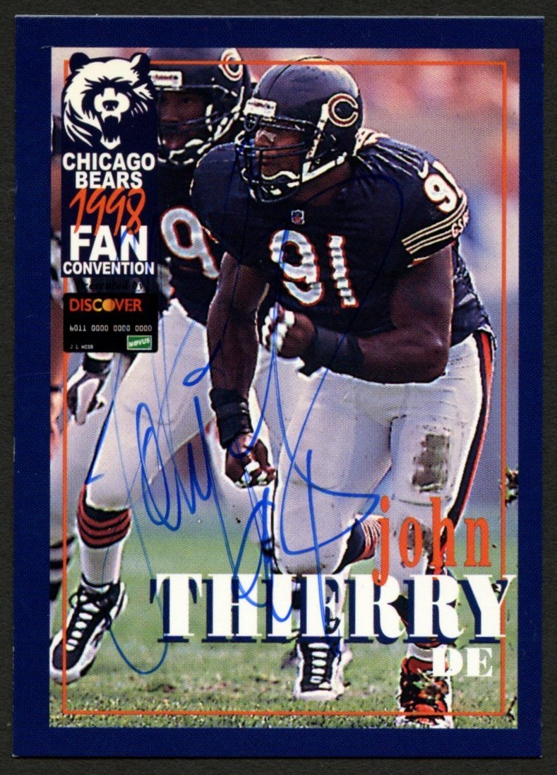 John Thierry #91 signed autograph auto 1998 Chicago Bears Fan Convention Card