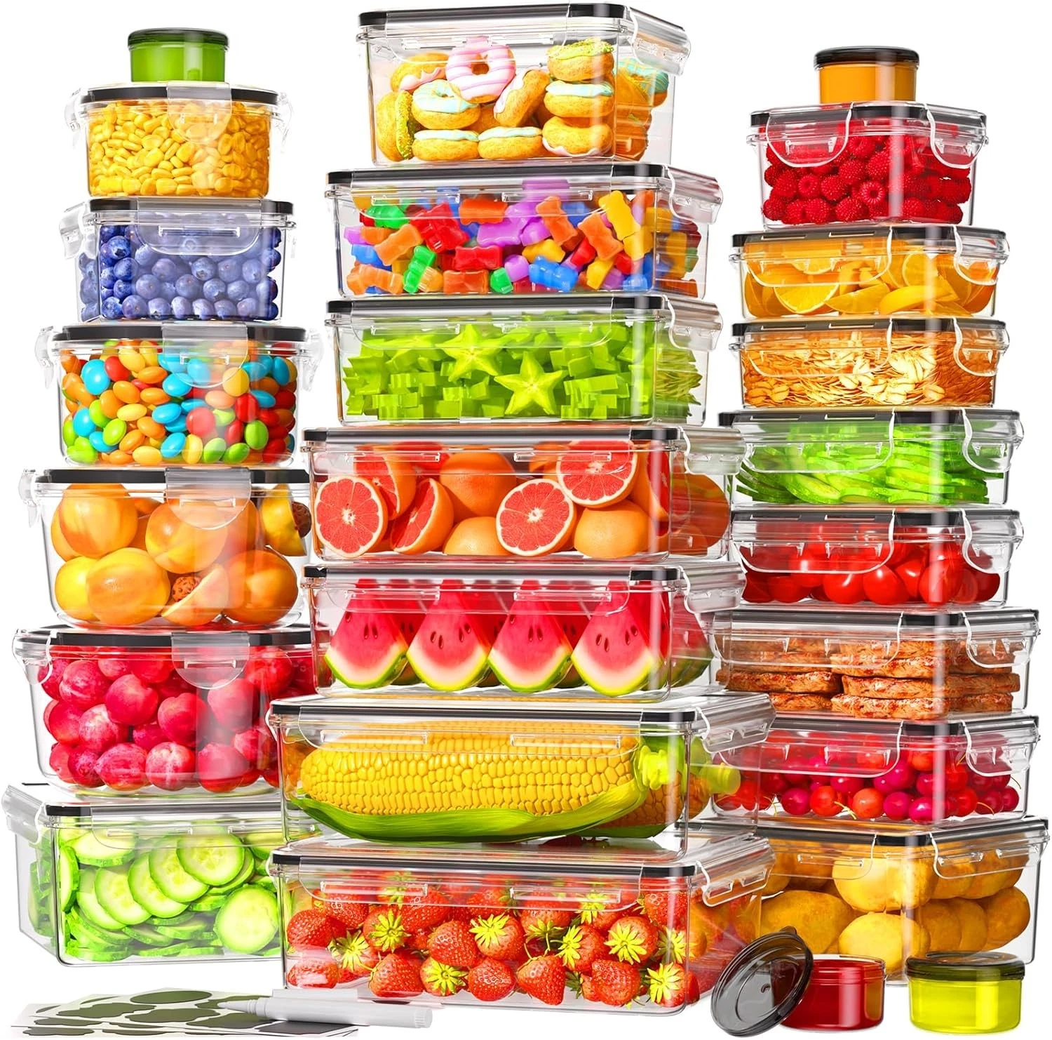 50 PCS Food Storage Containers W/ Lids Airtight 25 Containers & 25 Lids 100%
