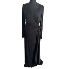 Isabella Oliver - Maternity Satin Sheen Viscose Wrap Dress - XL - Black