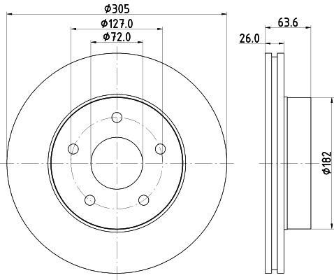 HELLA 8DD 355 108-601 BRAKE DISC Front (PAIR)