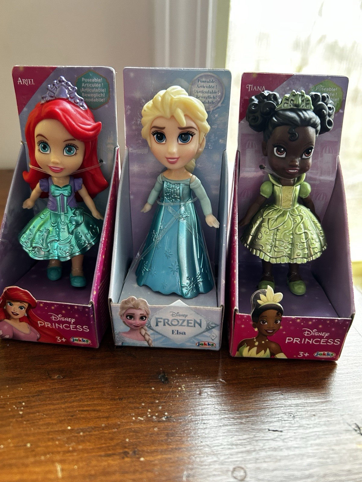 Elsa, Tiana, Ariel 3 1/2"tall New Jakks Brand