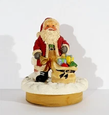 Our America Candle Topper Santa on Rooftop with Bag of Toys