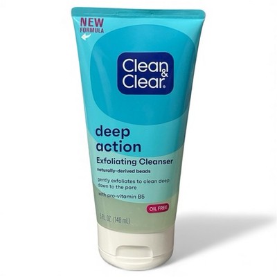 Clean & Clear Deep Action Exfoliating Cleanser Scrub Oil Free 5 Oz.