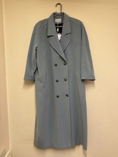 Michel Ambers Womens Wool Cashmere Blend Long Belted Blue Coat UK 18 BNWT